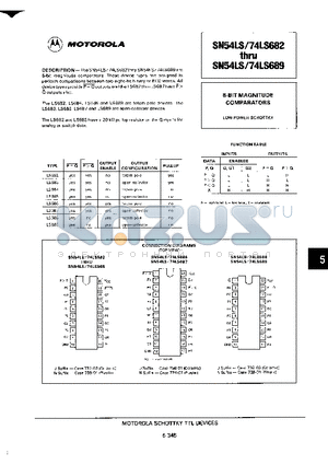 SN74LS685 datasheet - 8-BIT MAGNITUDE COMPARATORS