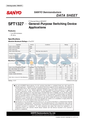 SFT1327 datasheet - P-Channel Silicon MOSFET General-Purpose Switching Device Applications