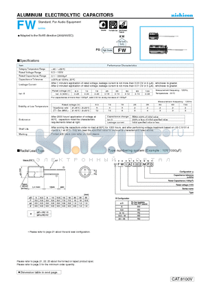 UFW0J222MPD datasheet - ALUMINUM ELECTROLYTIC CAPACITORS