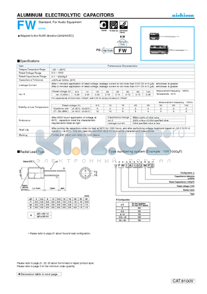 UFW1J332MPD datasheet - ALUMINUM ELECTROLYTIC CAPACITORS