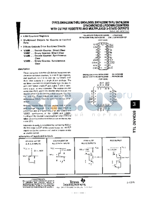 SN74LS696 datasheet - SYNCHRONOUS UP/DOWN COUNTERS WITH OUTPUT REGISTERS AND MULTIPLEXED  3-STATE OUTPUTS