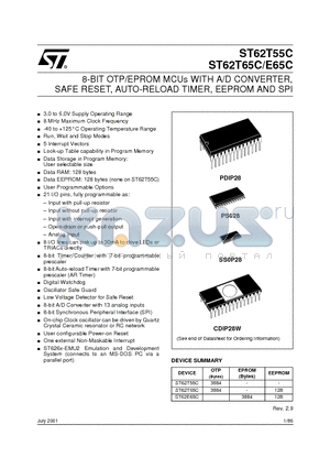 ST62P55CN6/XXX datasheet - 8-BIT OTP/EPROM MCUs WITH A/D CONVERTER, SAFE RESET, AUTO-RELOAD TIMER, EEPROM AND SPI