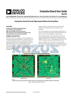 UG-018 datasheet - Evaluation Board for Dual High Speed Differential Amplifiers