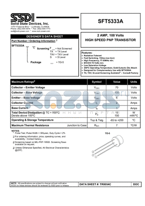 SFT5333A datasheet - HIGH SPEED PNP TRANSISTOR