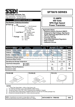 SFT6678ZDB datasheet - NPN High Speed Power Transistor