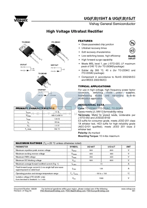 UG15JTHE3/45 datasheet - High Voltage Ultrafast Rectifier