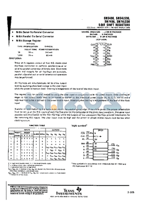 SN74LS96D datasheet - 5-BIT SHIFT REGISTERS