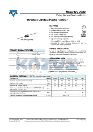 UG2A_09 datasheet - Miniature Ultrafast Plastic Rectifier