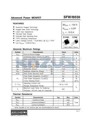 SFW9530 datasheet - Advanced Power MOSFET