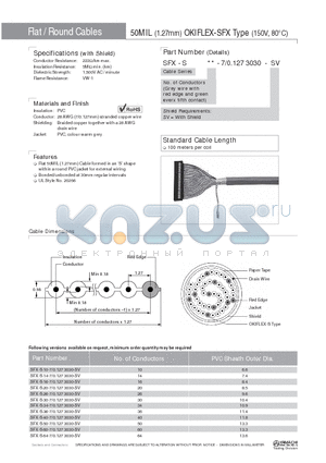 SFX-S14-7/0.1273030-SV datasheet - 50MIL (1.27mm) OKIFLEX-SFX Type (150V, 80`C)