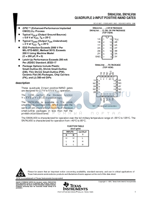 SN74LV00PWLE datasheet - QUADRUPLE 2-INPUT POSITIVE-NAND GATES