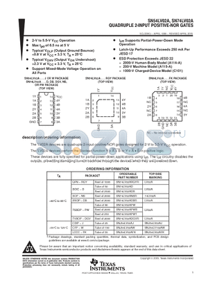 SN74LV02ADG4 datasheet - QUADRUPLE 2-INPUT POSITIVE-NOR GATES