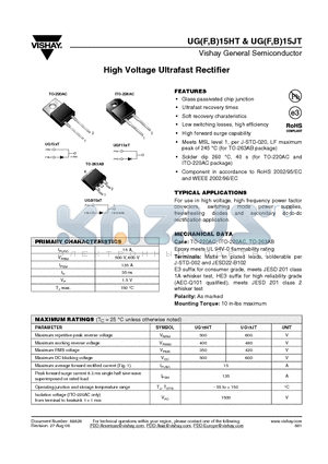 UGB15HT datasheet - High Voltage Ultrafast Rectifier