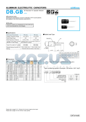 UGB1H010KHM datasheet - ALUMINUM ELECTROLYTIC CAPACITORS