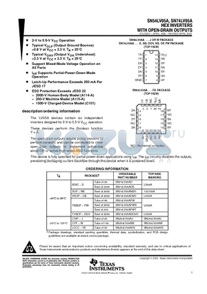 SN74LV05ADRG4 datasheet - HEX INVERTERS WITH OPEN-DRAIN OUTPUTS