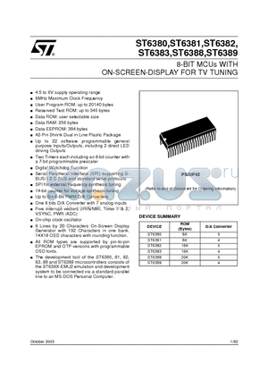 ST6381B4 datasheet - 8-BIT MCUs WITH ON-SCREEN-DISPLAY FOR TV TUNING