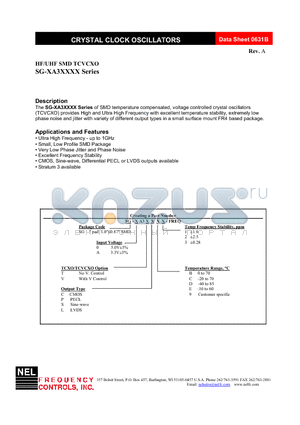 SG-0A3TCB3-FREQ datasheet - HF/UHF SMD TCVCXO