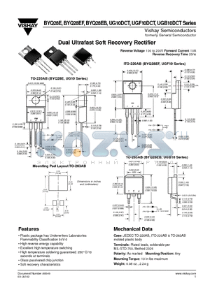 UGF10DCT datasheet - Dual Ultrafast Soft Recovery Rectifier