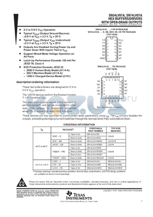 SN74LV07AD datasheet - HEX BUFFERS / DRIVERS WITH OPEN - DRAIN OUTPUTS
