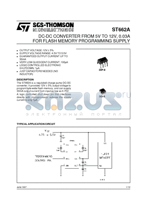 ST662ABN datasheet - DC-DC CONVERTER FROM 5V TO 12V, 0.03A FOR FLASH MEMORY PROGRAMMING SUPPLY