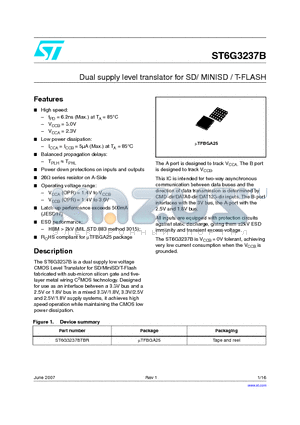 ST6G3237B datasheet - Dual supply level translator for SD/ MINISD / T-FLASH