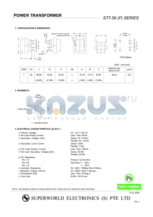 ST7-56 datasheet - POWER TRANSFORMER