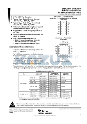 SN74LV07APWG4 datasheet - HEX BUFFERS/DRIVERS WITH OPEN-DRAIN OUTPUTS