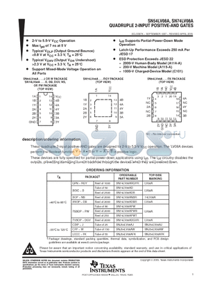 SN74LV08A datasheet - QUADRUPLE 2-INPUT POSITIVE-AND GATES