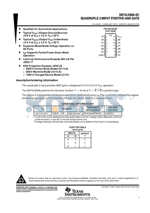 SN74LV08A-Q1 datasheet - QUADRUPLE 2-INPUT POSITIVE-AND GATE