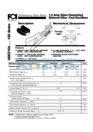 UGFZ15D datasheet - 1.5 Amp Glass Passivated Sintered Ultra - Fast Rectifiers Mechanical Dimensions