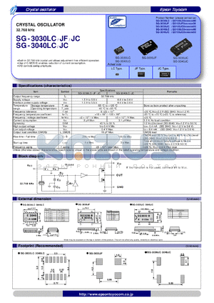 SG-3030JF datasheet - CRYSTAL OSCILLATOR