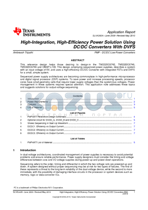 TMS320C6742 datasheet - High-Integration, High-Efficiency Power Solution Using DC/DC Converters With DVFS