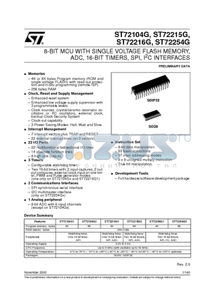 ST72104G2B5/XXX datasheet - 8-BIT MCU WITH SINGLE VOLTAGE FLASH MEMORY, ADC, 16-BIT TIMERS, SPI, IC INTERFACES