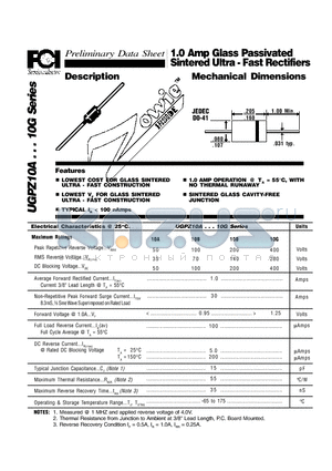 UGPZ10 datasheet - 1.0 Amp Glass Passivated Sintered Ultra - Fast Rectifiers Mechanical Dimensions