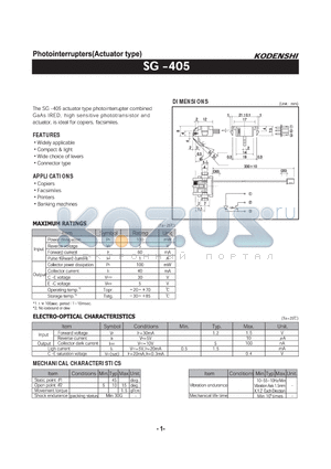 SG-405_09 datasheet - Photointerrupters(Actuator type)