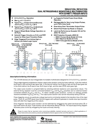 SN74LV123ADG4 datasheet - DUAL RETRIGGERABLE MONOSTABLE MULTIVIBRATORS WITH SCHMITT-TRIGGER INPUTS