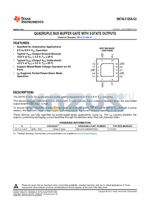 SN74LV125A-Q1 datasheet - QUADRUPLE BUS BUFFER GATE WITH 3-STATE OUTPUTS