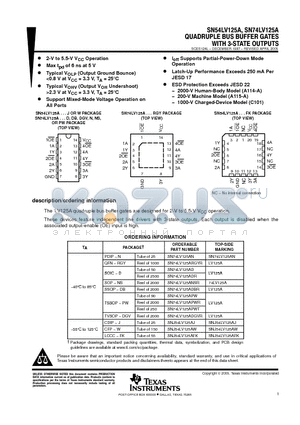 SN74LV125ADBRE4 datasheet - QUADRUPLE BUS BUFFER GATES WITH 3-STATE OUTPUTS