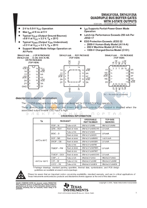 SN74LV125ADE4 datasheet - QUADRUPLE BUS BUFFER GATES WITH 3-STATE OUTPUTS