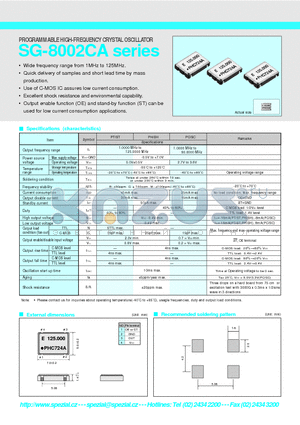 SG-8002CA datasheet - PROGRAMMABLE HIGH-FREQUENCY CRYSTAL OSCILLATOR