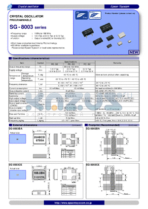 SG-8003 datasheet - CRYSTAL OSCILLATOR