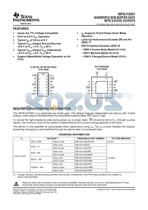 SN74LV125ATNSG4 datasheet - QUADRUPLE BUS BUFFER GATE WITH 3-STATE OUTPUTS