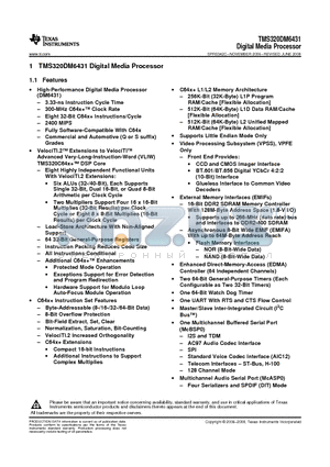 TMS320DM6431 datasheet - Digital Media Processor