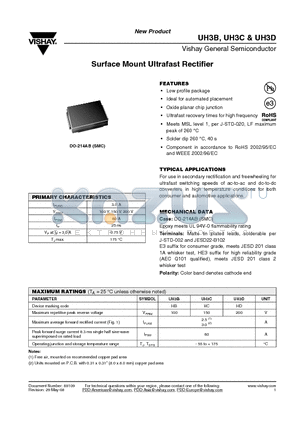 UH3B datasheet - Surface Mount Ultrafast Rectifier