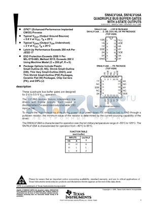 SN74LV126AD datasheet - QUADRUPLE BUS BUFFER GATES WITH 3-STATE OUTPUTS