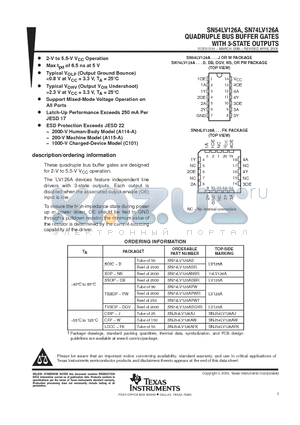SN74LV126ADGVRE4 datasheet - QUADRUPLE BUS BUFFER GATES WITH 3 STATE OUTPUTS