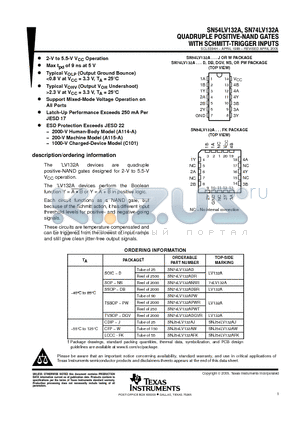 SN74LV132ADBR datasheet - QUADRUPLE POSITIVE-NAND GATES WITH SCHMITT-TRIGGER INPUTS