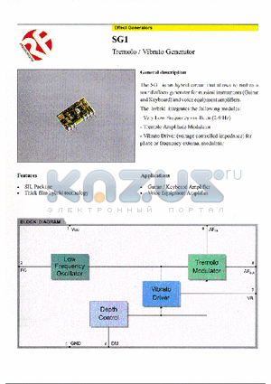 SG1 datasheet - Tremolo / Vibrato Generator
