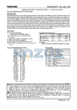 TC554161FTL-85L datasheet - 262,144-WORD BY 16 BIT STATIC RAM