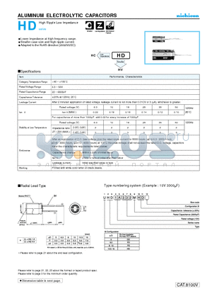 UHD1E151MHD datasheet - ALUMINUM ELECTROLYTIC CAPACITORS